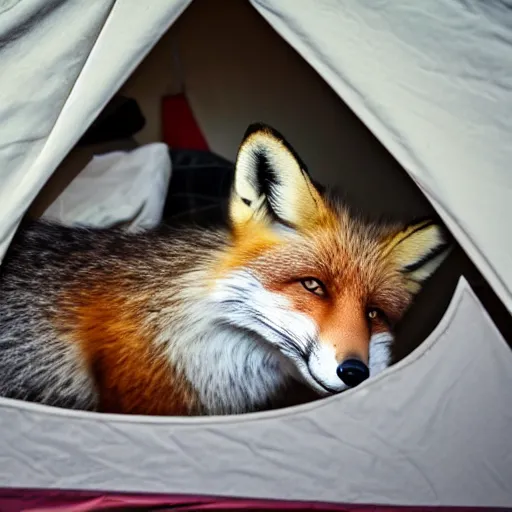 Image similar to fox in a tent