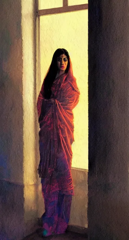 Prompt: desi, artwork by salman toor, cinematic light, atmospheric effects