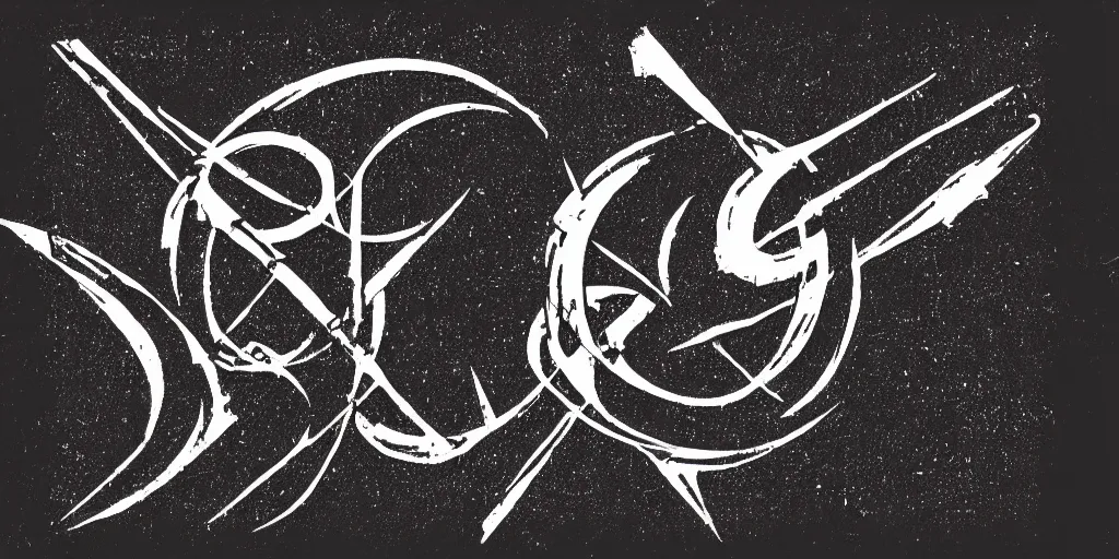 Image similar to 70s progressive rock logo named Ellus, typography, word, Rush band, Tool band, Eloy band, white font on black canvas