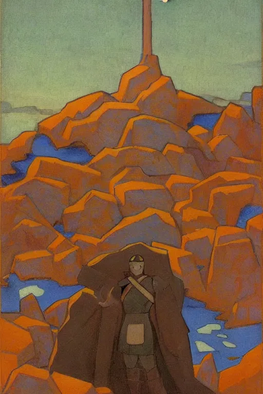 Image similar to thor, marvel, artwork by nicholas roerich,