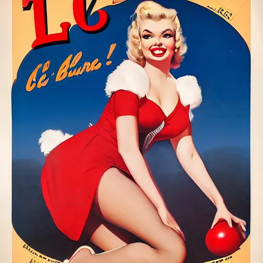 Prompt: let's go bowling with jayne mansfield by gil elvgren and mort drucker,