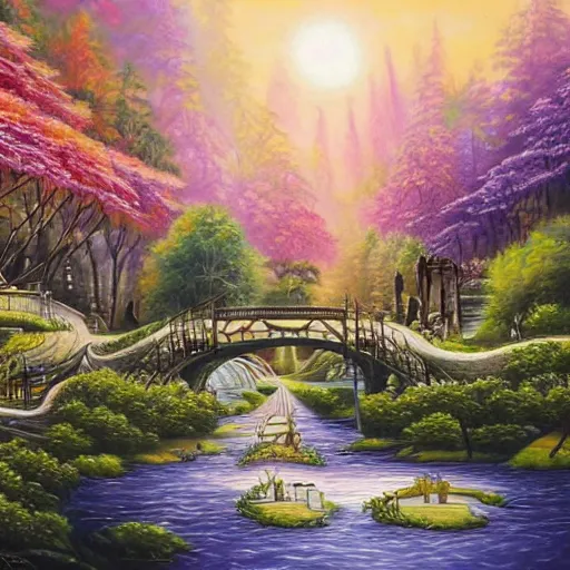 Image similar to Beautiful city of the future in harmony with nature. Beautiful detailed painting by Lurid. (2022)