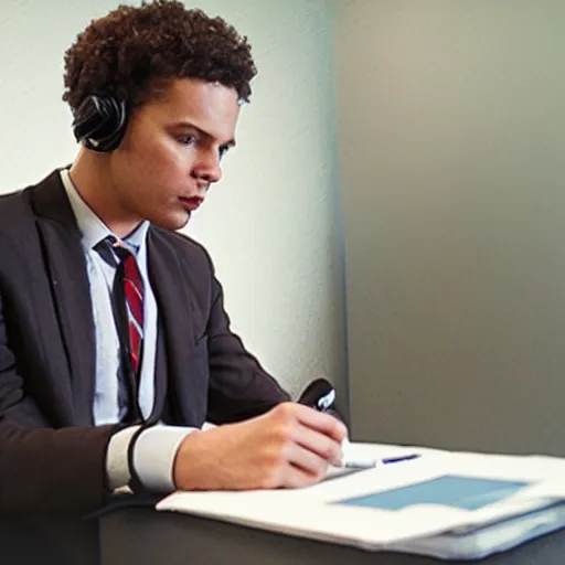 Prompt: the archivist from the magnus archives recording a statement into an audio recorder