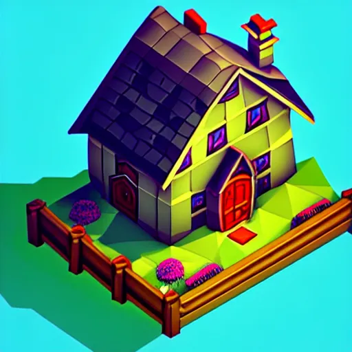 Image similar to Isometric 3D Fantasy Cute House, low poly, pixiv