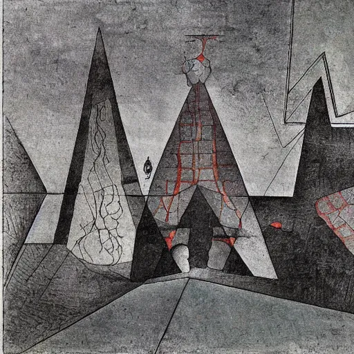 Prompt: powerful 1920's smoky reef pyramid shark pollen dam beans , by H.P. Lovecraft and Juan Giménez and Paul Klee , Concept Art , constructivism , postmodern