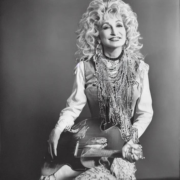 Prompt: studio portrait of cherokee dolly parton