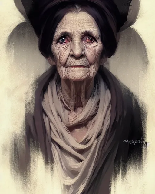 Image similar to a female necromancer old woman | | elderly - face, wrinkled face, realistic shaded perfect face, fine details. anime. realistic shaded lighting poster by greg rutkowski, magali villeneuve, artgerm, jeremy lipkin and michael garmash and rob rey