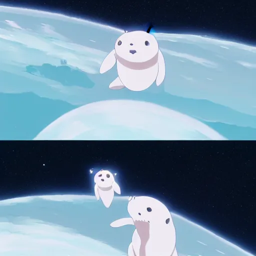 Prompt: baby harp seal fighting aliens in space, year 2 3 0 0, atey ghailan, goro fujita, studio ghibli, rim light, sharp lighting, clear focus, very coherent,