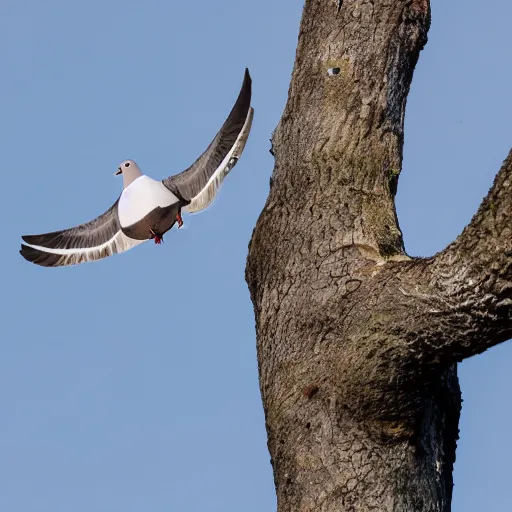 Prompt: An angry pigeon on a tree