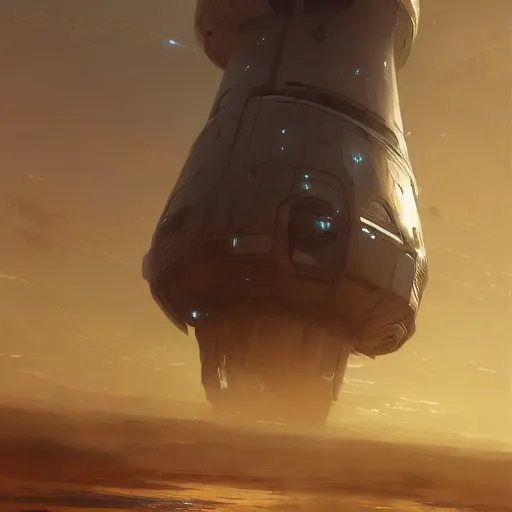 Image similar to concept art of a large space vessel by greg rutkowski