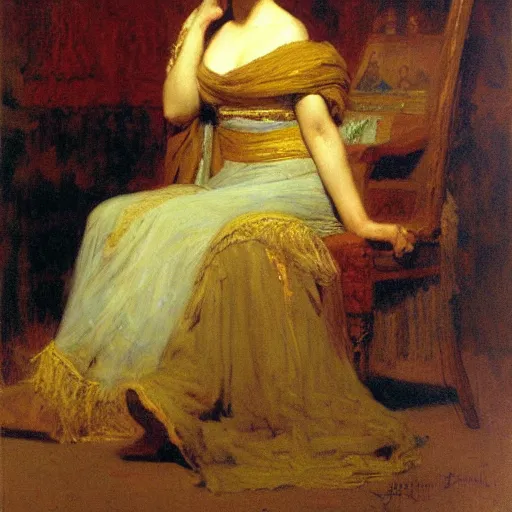 Image similar to painting of a woman with narcissistic personality disorder by john - joseph benjamin - constant