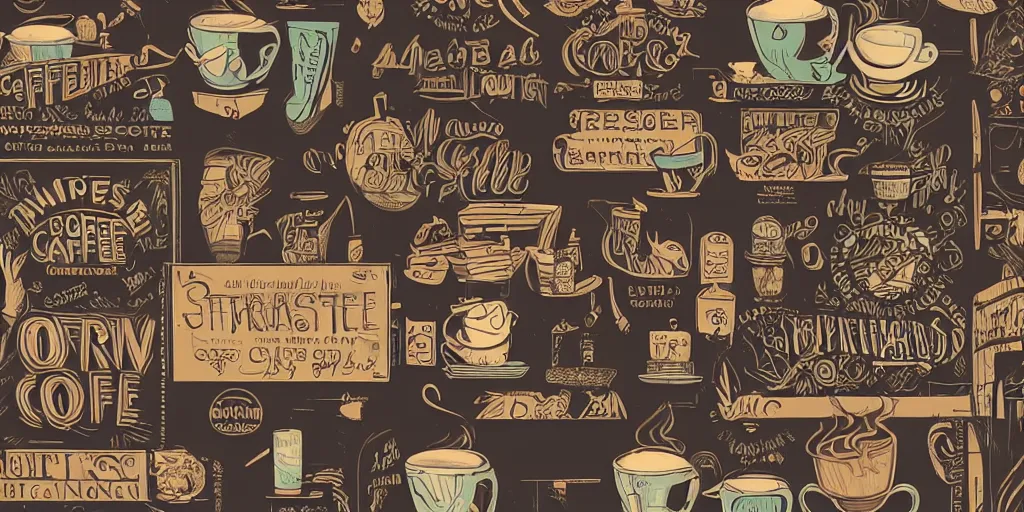Prompt: Small hipster coffee shop, cozy wallpaper, 4k, trending on Artstation, award-winning, art by Dan Mumford