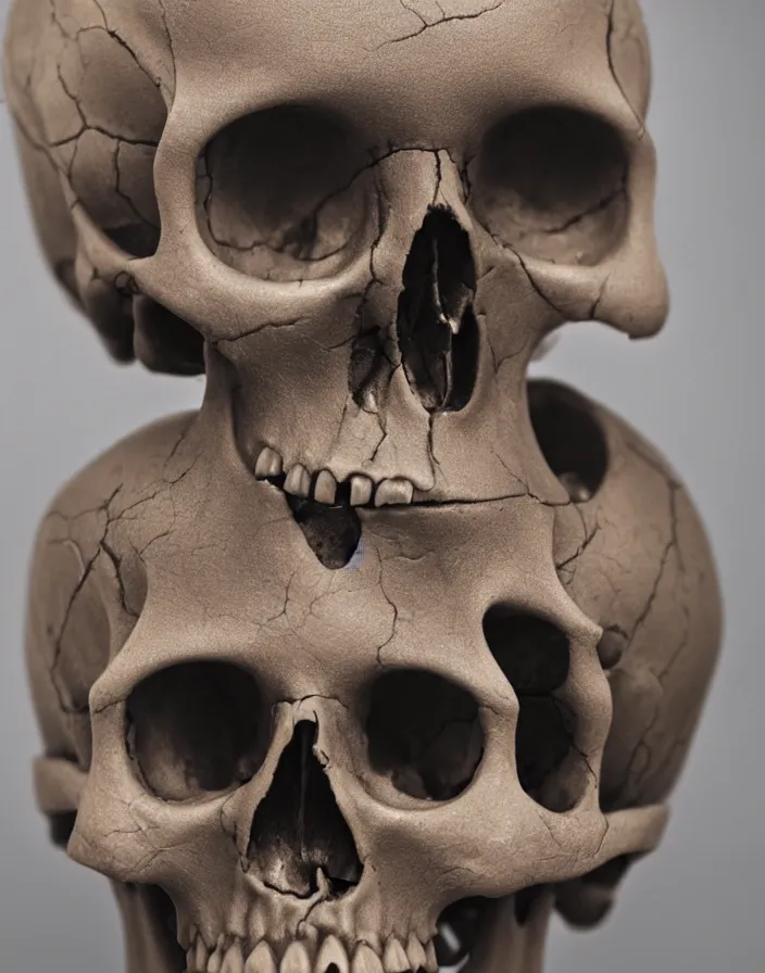 Image similar to child skull deformed due to radiation by bill ellis, ultra realistic, super detailed, mysterious lighting