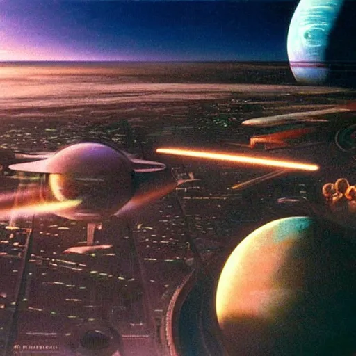 Image similar to holographic planet projection of a world being created, close - up view, cinematic lighting, science - fiction, detailed, matte painting, syd mead, john harris,