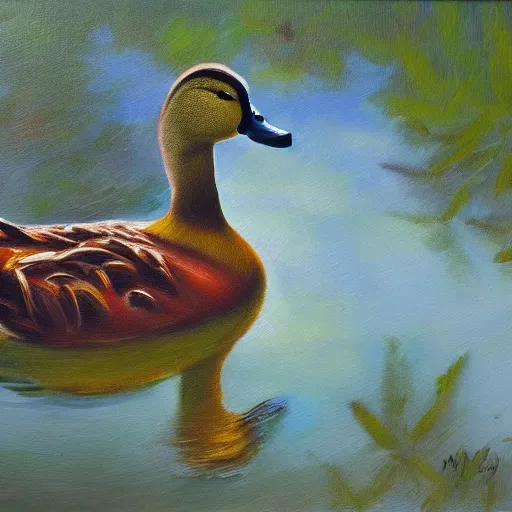 Image similar to a duck on the prowl oil painting bill mayers