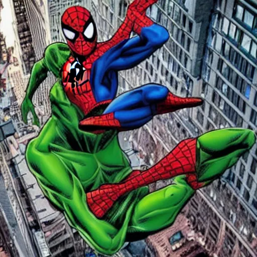 Prompt: spider man vs green goblin in new york city