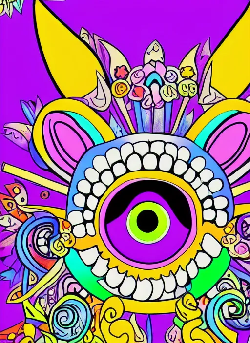 Image similar to a majora's mask coloring book by lisa frank