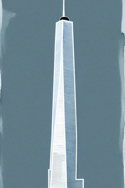 Image similar to minimalist watercolor art of one world trade center, illustration, vector art