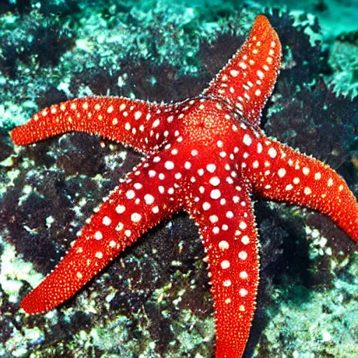 Image similar to fromia milleporella, common name red starfish or black spotted starfish, is a species of starfish