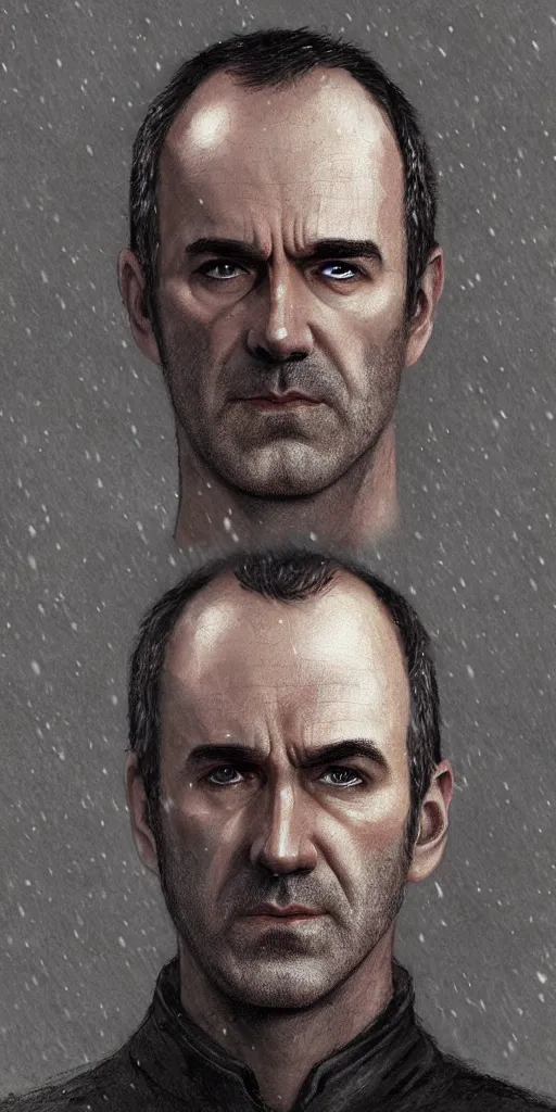 Prompt: stannis baratheon, artstation, high detail, dramatic lighting, heavy rain