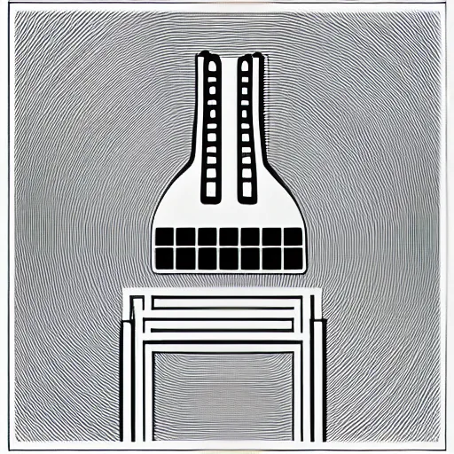 Image similar to Outline of a nuclear reactor building, in the style of Charley Harper