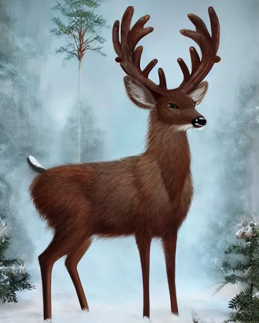 Prompt: beautiful digital matte painting of a furry deer character, trending on FurAffinity