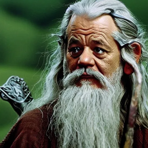 bill murray as gandalf in lord of the rings, film | Stable Diffusion