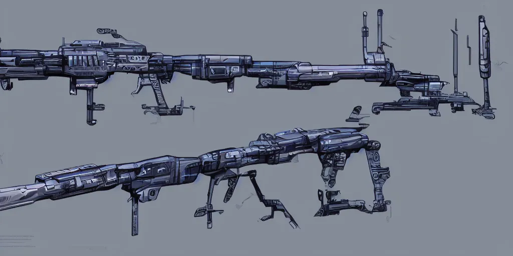 Prompt: schematic of a futuristic plasma rifle, blueprint, HD, side view, 4k