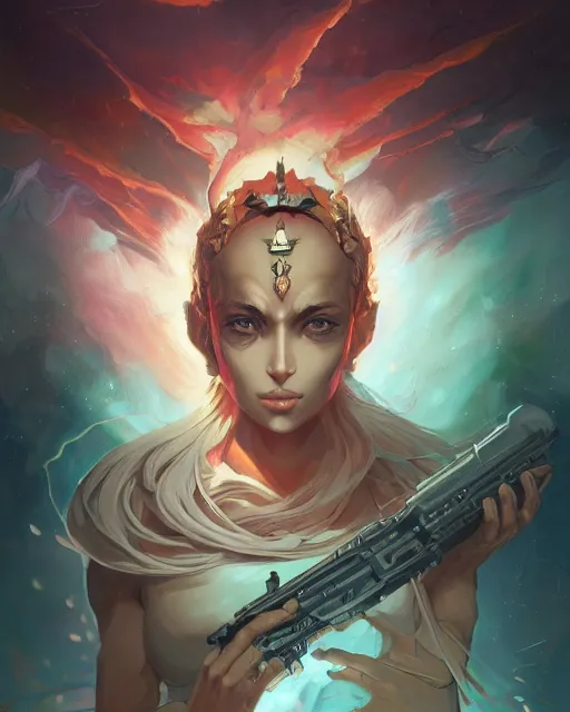 Prompt: visions in nightmares, the all seeing eye in the forehead of reality, a fire of a million guns, the mother of a millions sounds, god emperor of civilization illustration trending on artstation, anime. by peter mohrbacher and artgerm and greg rutkowski and studio trigger and ilya kuvshinov. high quality, stunning, intricate detailed character. 8 k