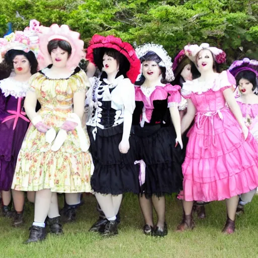 Image similar to large group of people wearing lolita dresses