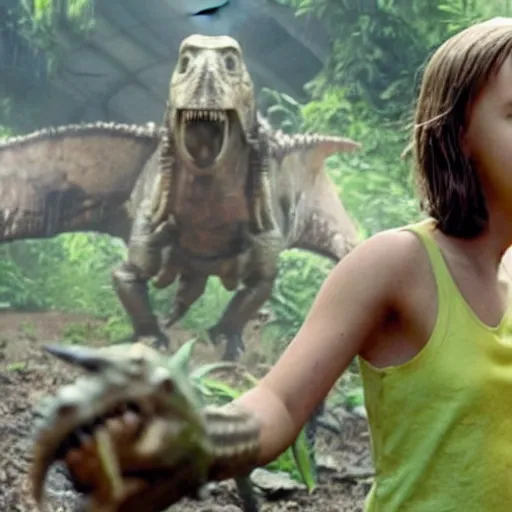 Prompt: millie bobby brown in jurassic park