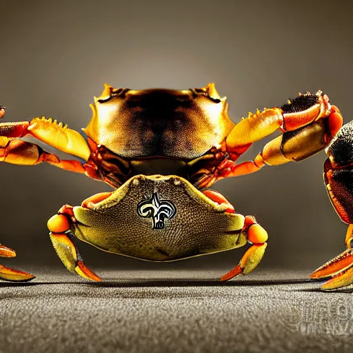 Prompt: king of the crabs wearing a number 2 new orleans saints jersey, high definition, realistic, sports photograph