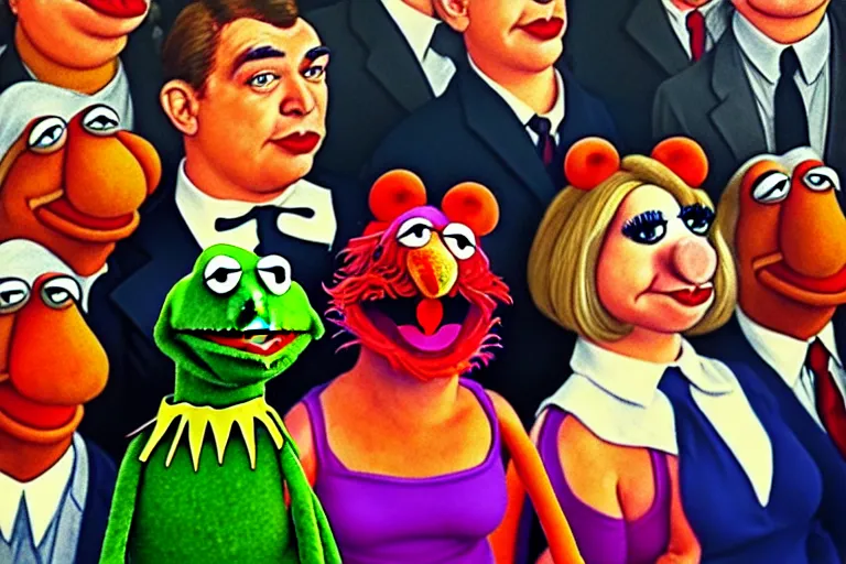 Prompt: highly detailed portrait of muppets at a political protest, art by Edward Hopper, masterpiece, ultra detailed, high quality, high resolution, vibrant deep colors, artstation, illustration, digital art