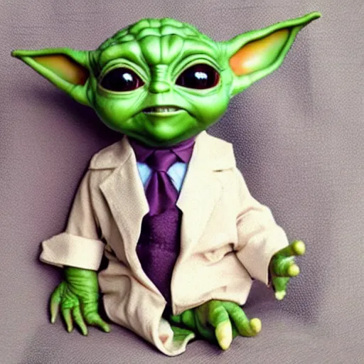 Image similar to baby yoda wearing a suit and tie