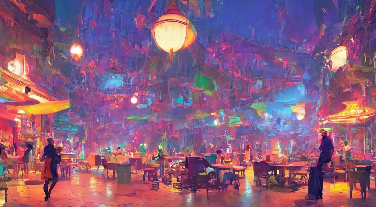 Image similar to bazaar zouk oriantal multicolorful sky shine place mosquet painting stylized digital video game icon global illumination ray tracing 8 k hd resolution, by ilya kuvshinov and cushart krentz and gilleard james