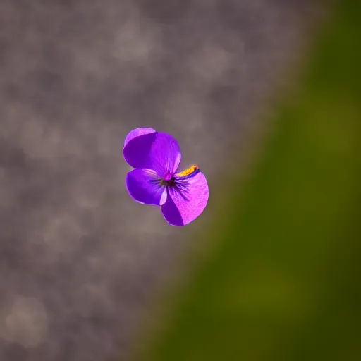 Prompt: closeup photo of purple petal flying above park, aerial view, shallow depth of field, 8 0 mm, f 1. 8