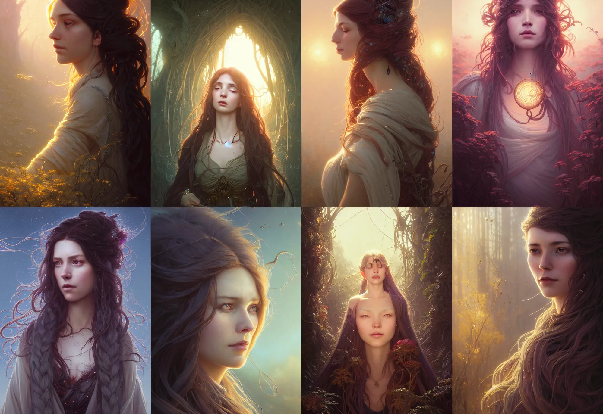 Image similar to highly detailed portrait of a woman with long hairs, stephen bliss, unreal engine, fantasy art by greg rutkowski, loish, rhads, ferdinand knab, makoto shinkai and lois van baarle, ilya kuvshinov, rossdraws, tom bagshaw, alphonse mucha, global illumination, radiant light, detailed and intricate environment