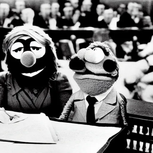 Prompt: muppets on nuremberg trial