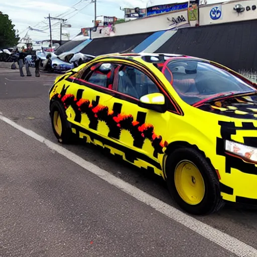 Image similar to centipede themed car