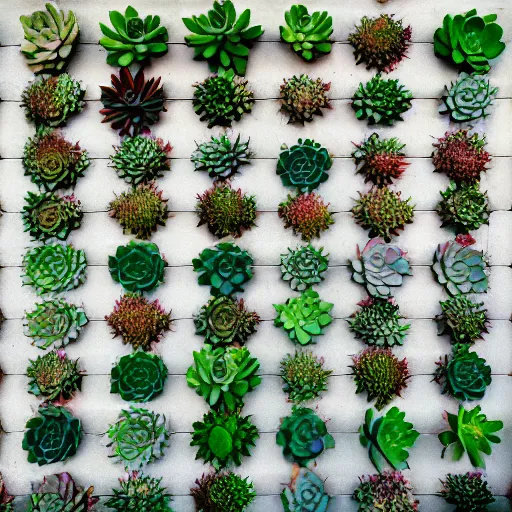 Prompt: succulent wall in the colors of the USA flag