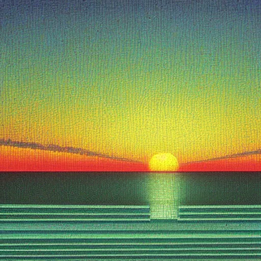 Image similar to A mediterranean sunset in vaporwave colors by max ernst high detail