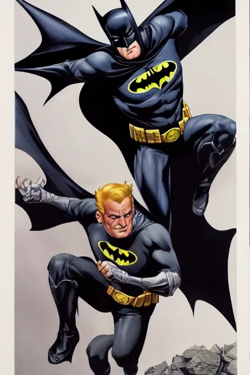 Image similar to full body batman character design by Alex Ross, white background