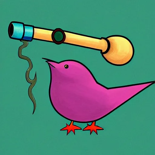 Image similar to fat bird with two pipes coming out of its head steam coming out of each pipe, by ken sugimori, digital painting