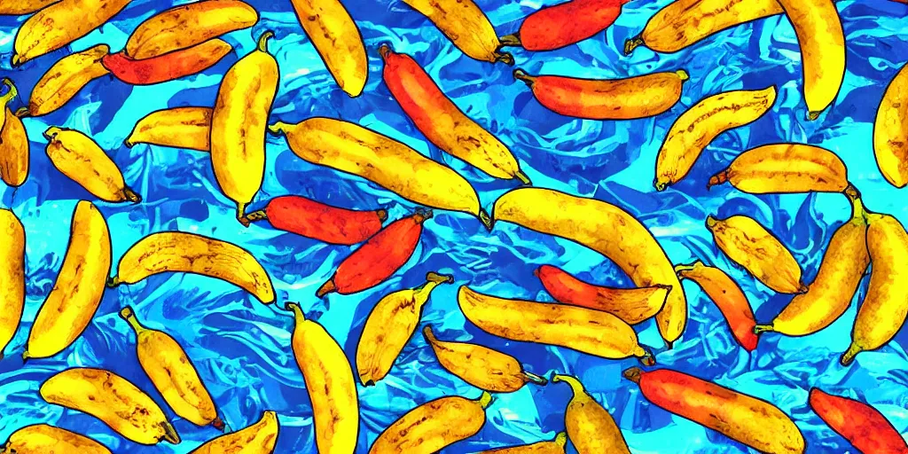 Prompt: a stereogram of different bananas with a hidden dolphin. psychodelic.