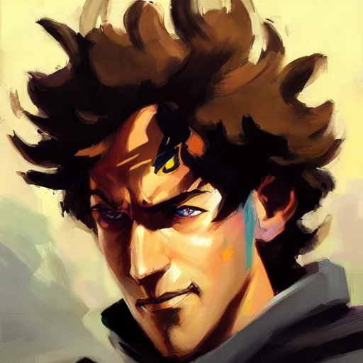 Prompt: greg manchess portrait painting of spike spiegel as overwatch character, totally whack, medium shot, asymmetrical, profile picture, organic painting, sunny day, matte painting, bold shapes, hard edges, street art, trending on artstation, by huang guangjian and gil elvgren and sachin teng