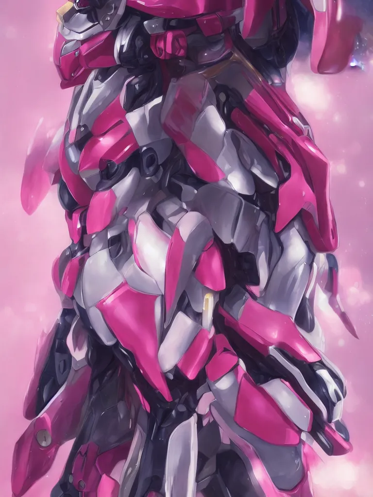 Prompt: A realistic anime portrait of a woman in a Gundam suit with glowing pink, digital painting, by Stanley Artgerm Lau, Sakimichan, WLOP and Rossdraws, digtial painting, trending on ArtStation, SFW version