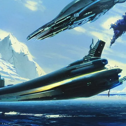 Image similar to robotic cyborg high fantasy robert mccall - orca submarine concept art by john berkey, futuristic, sci - fi, science ficiton, digital art trending on artstation