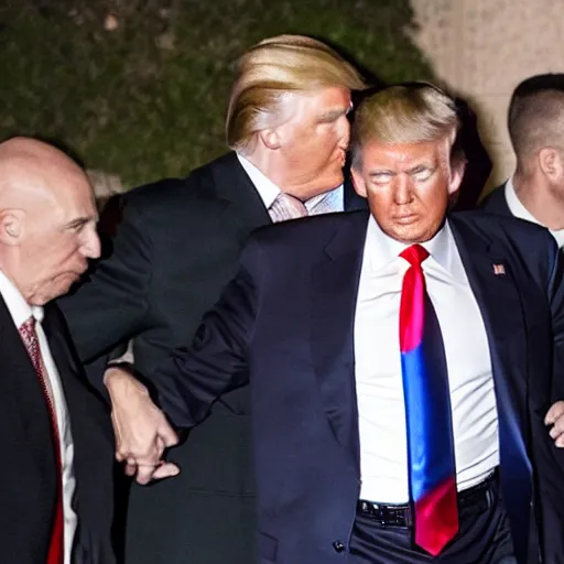 Prompt: News still of Donald Trump being arrested at mar-a-lago