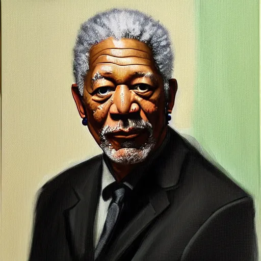 Prompt: morgan freeman portrait, oil painting, picasso