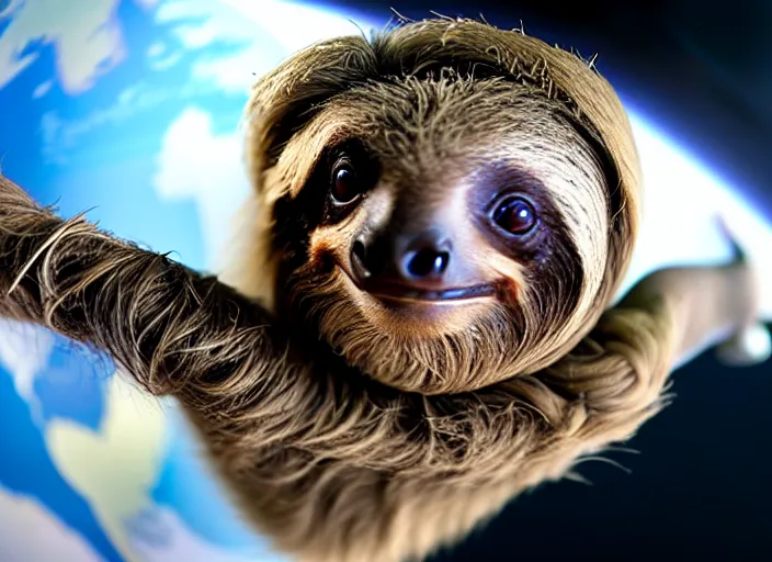 Prompt: film still of a baby sloth working for mission control at nasa, 8 k
